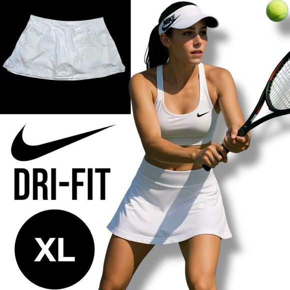 Nike Dri-Fit Athletic Skort Skirt Women’s XL White Golf Tennis Performance Short - Picture 1 of 7